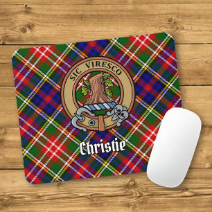 Clan Christie Crest over Tartan Mouse Mat