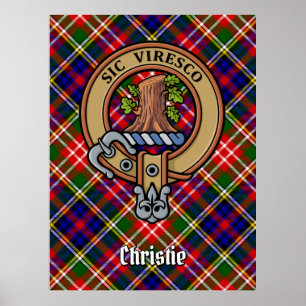 Clan Christie Crest over Tartan Poster