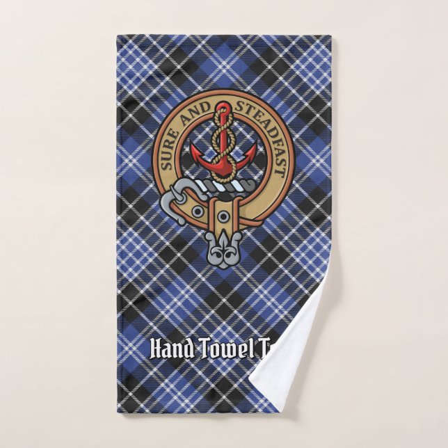 Clan Clark Crest over Tartan Bath Towel Set (Hand Towel)