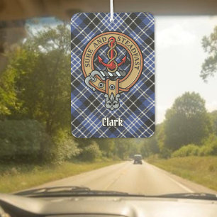 Clan Clark Crest over Tartan Car Air Freshener