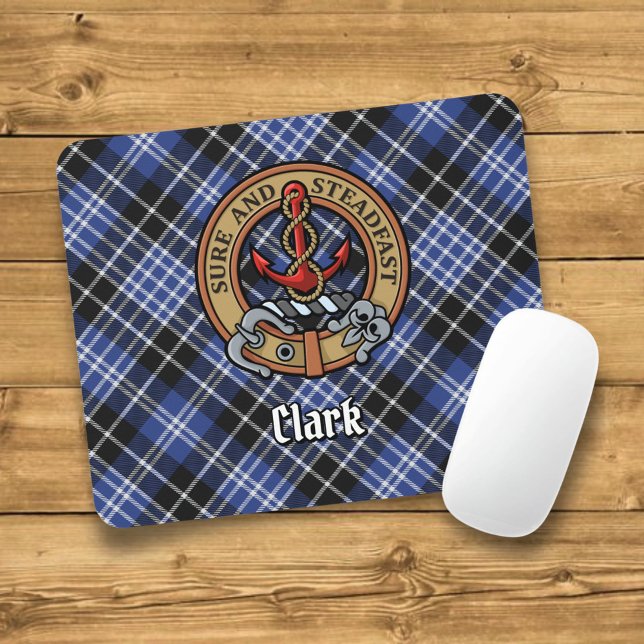 Clan Clark Crest over Tartan Mouse Mat (Creator Uploaded)