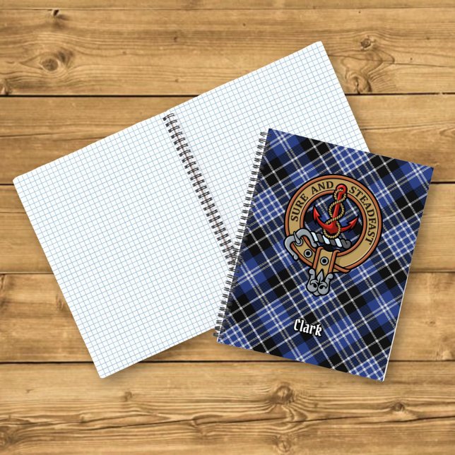 Clan Clark Crest over Tartan Notebook (Creator Uploaded)