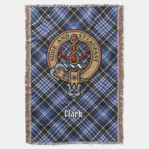 Clan Clark Crest over Tartan Throw Blanket