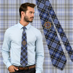 Clan Clark Crest over Tartan Tie<br><div class="desc">Clan Clark crest badge surrounded by a strap and buckle over tartan background. Custom text.</div>
