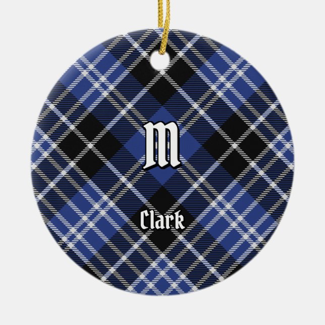 Clan Clark Tartan Ceramic Tree Decoration (Front)
