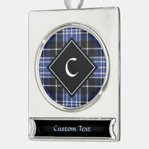 Clan Clark Tartan Silver Plated Banner Ornament