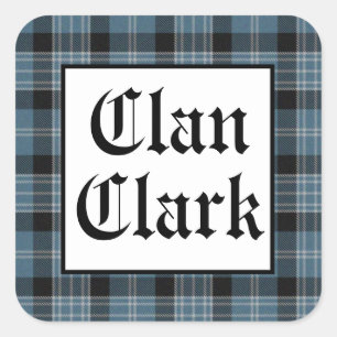 Clan Clark Tartan Square Sticker