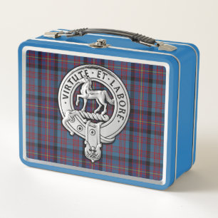 Clan Cochrane Crest & Azure Tartan Metal Lunch Box