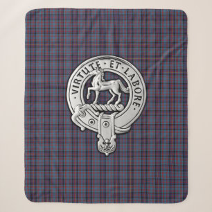Clan Cochrane Crest & Azure Tartan Sherpa Blanket