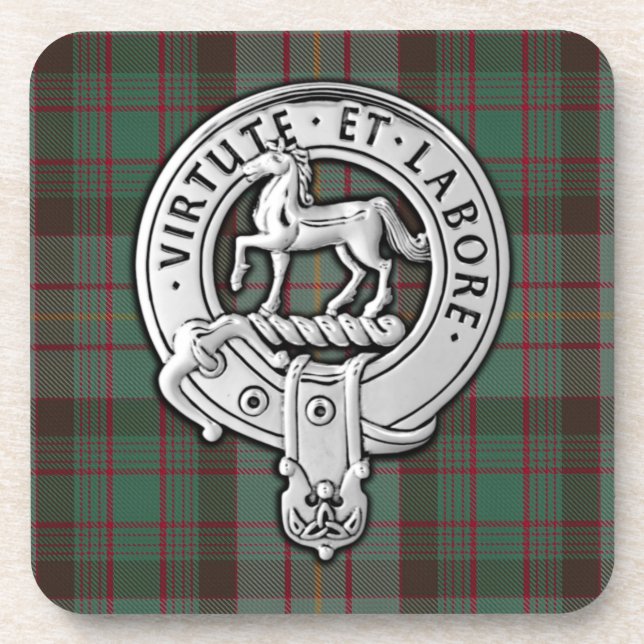 Clan Cochrane Crest & Hunting Tartan Coaster (Front)