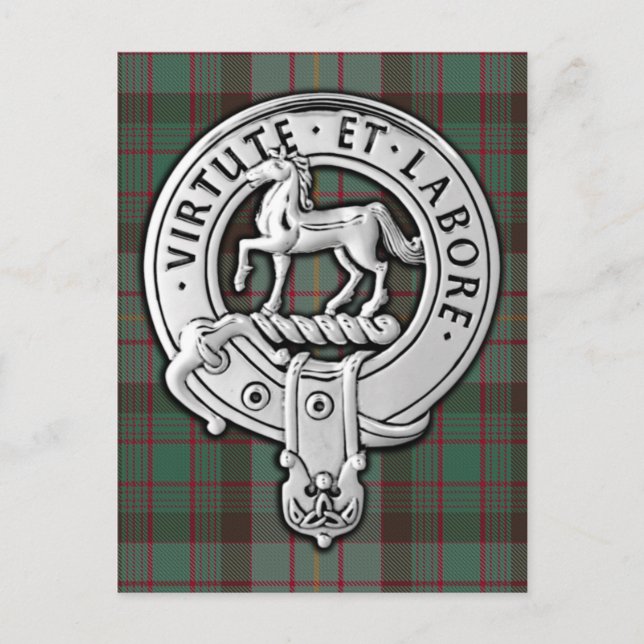 Clan Cochrane Crest & Hunting Tartan Postcard (Front)