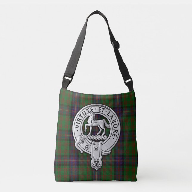 Clan Cochrane Crest & Tartan Crossbody Bag (Front)