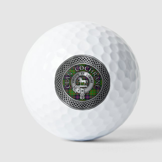 Clan Cochrane Crest & Tartan Knot Golf Balls (Front)