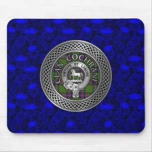 Clan Cochrane Crest & Tartan Knot Mouse Mat