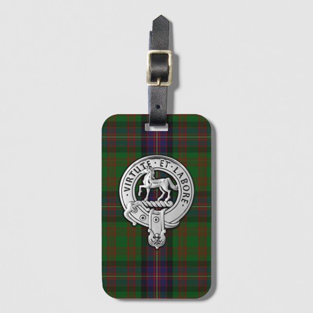 Clan Cochrane Crest & Tartan Luggage Tag (Front Vertical)