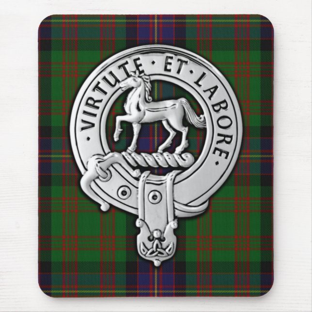 Clan Cochrane Crest & Tartan Mouse Mat (Front)