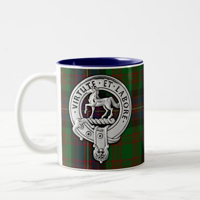 Clan Cochrane Crest & Tartan Two-Tone Coffee Mug (Left)