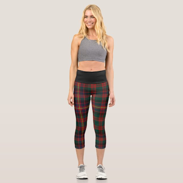 Clan Cochrane Tartan Plaid Capri Leggings (Front)