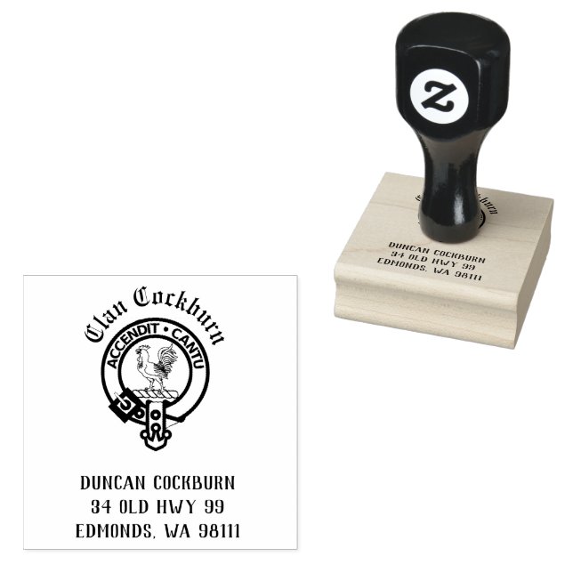 Clan Cockburn Crest Badge Customisable  Rubber Stamp (Stamped)