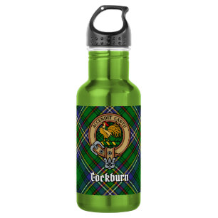 Clan Cockburn Crest over Tartan 532 Ml Water Bottle