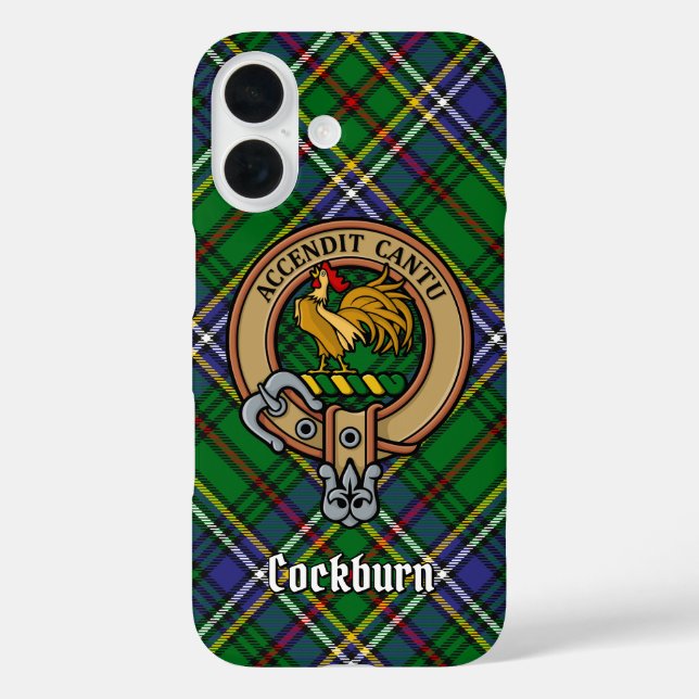 Clan Cockburn Crest over Tartan Case-Mate iPhone Case (Back)