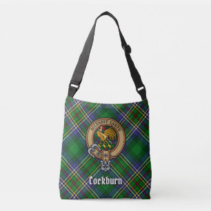 Clan Cockburn Crest over Tartan Crossbody Bag