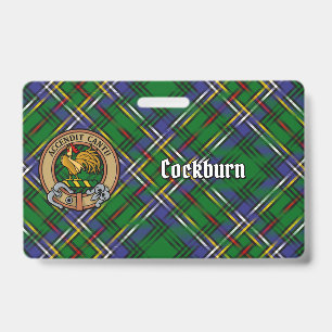 Clan Cockburn Crest over Tartan ID Badge
