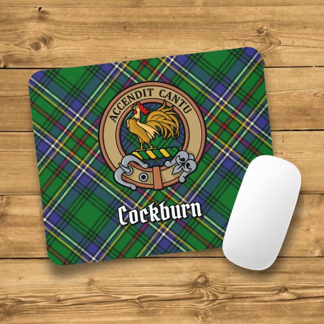 Clan Cockburn Crest over Tartan Mouse Mat (Creator Uploaded)