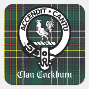 Clan Cockburn Crest & Tartan Customisable Square Sticker