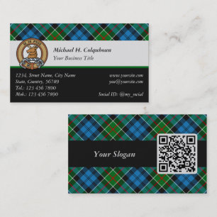 Clan Colquhoun Crest over Tartan Business Card