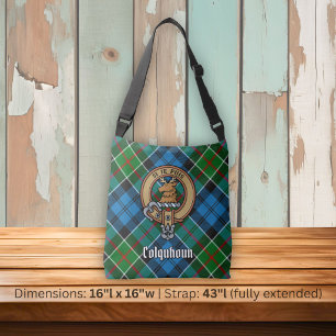 Clan Colquhoun Crest over Tartan Crossbody Bag