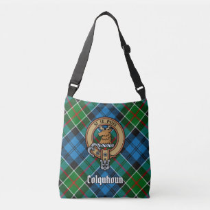 Clan Colquhoun Crest over Tartan Crossbody Bag