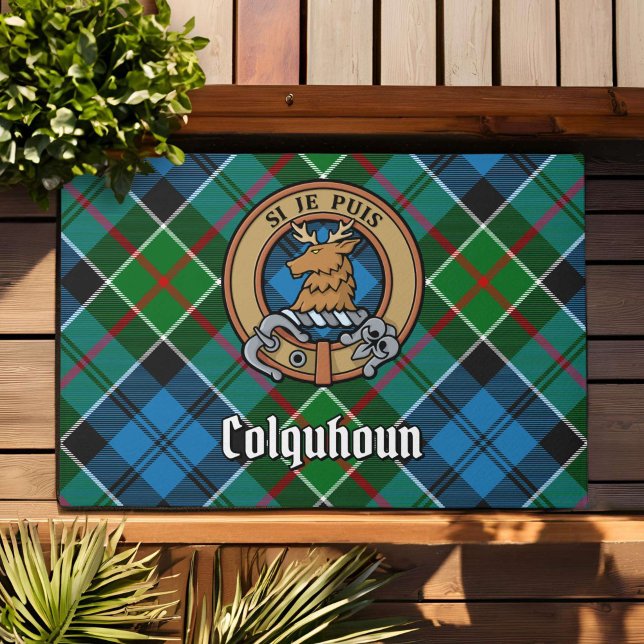 Clan Colquhoun Crest over Tartan Doormat (Creator Uploaded)
