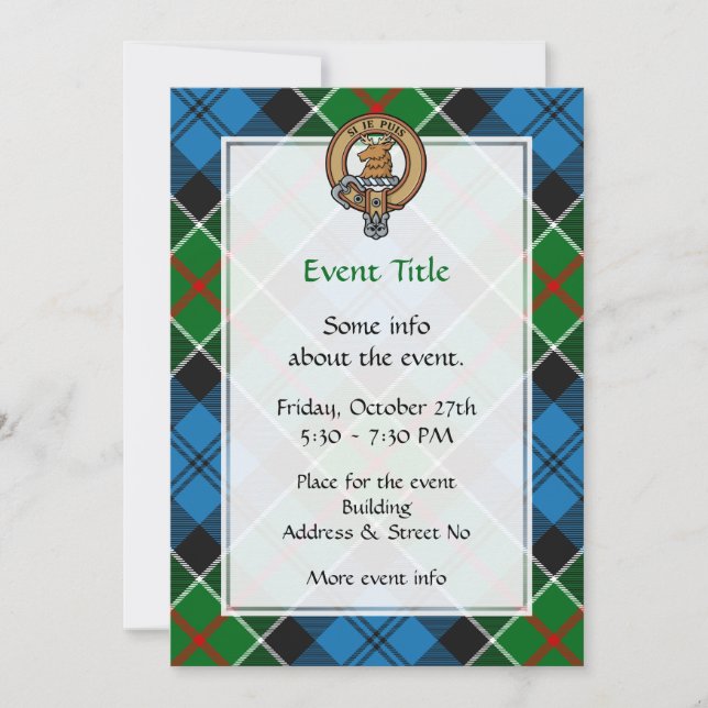 Clan Colquhoun Crest over Tartan Invitation (Front)