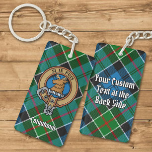 Clan Colquhoun Crest over Tartan Key Ring