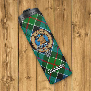 Clan Colquhoun Crest over Tartan Thermal Tumbler