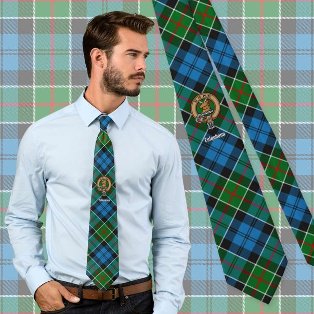 Clan Colquhoun Crest over Tartan Tie (Creator Uploaded)