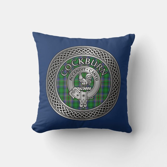Clan Colquhoun Crest & Tartan Knot Cushion (Front)
