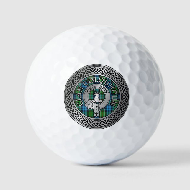 Clan Colquhoun Crest & Tartan Knot Golf Balls (Front)