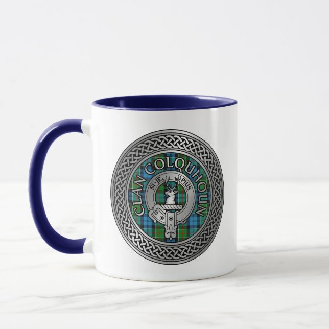 Clan Colquhoun Crest & Tartan Knot Mug (Left)
