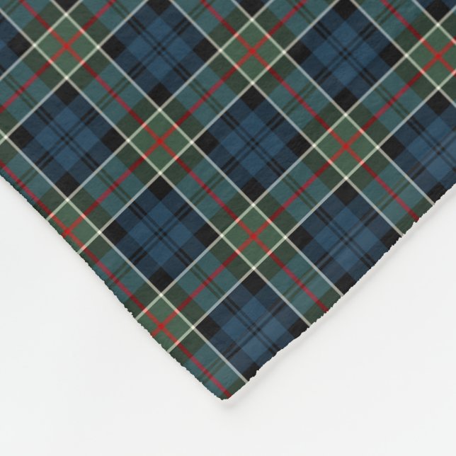 Clan Colquhoun Navy Blue and Red Tartan Fleece Blanket (Corner)