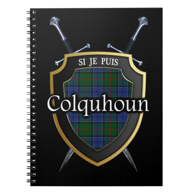 Clan Colquhoun Tartan Shield & Swords Notebook (Front)