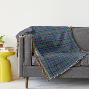 Clan Cooper Tartan Green and Blue Plaid Throw Blanket