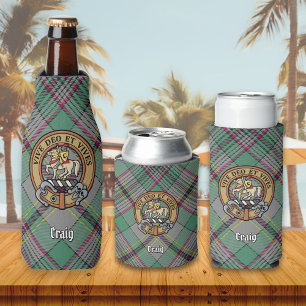 Clan Craig Crest over Tartan Bottle Cooler
