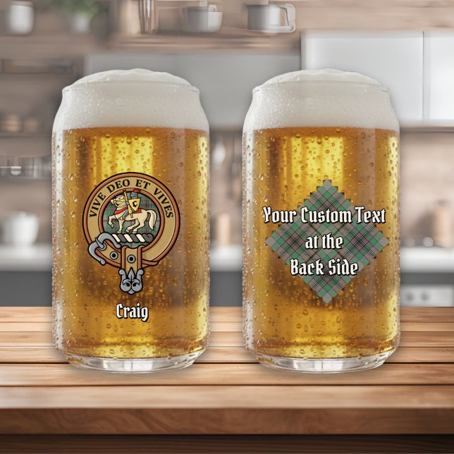Clan Craig Crest over Tartan Can Glass (Creator Uploaded)