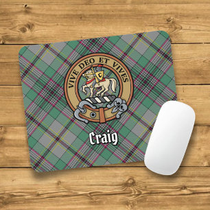 Clan Craig Crest over Tartan Mouse Mat
