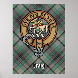 Clan Craig Crest over Tartan Poster