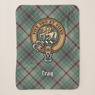 Clan Craig Crest over Tartan Sherpa Blanket