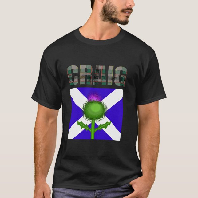 Clan Craig Tartan Scottish Family Name Scotland Pr T-Shirt (Front)