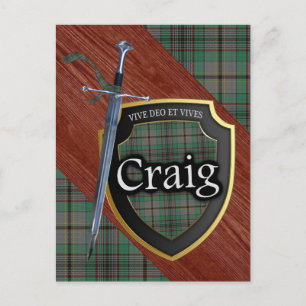 Clan Craig Tartan Sword & Shield Postcard